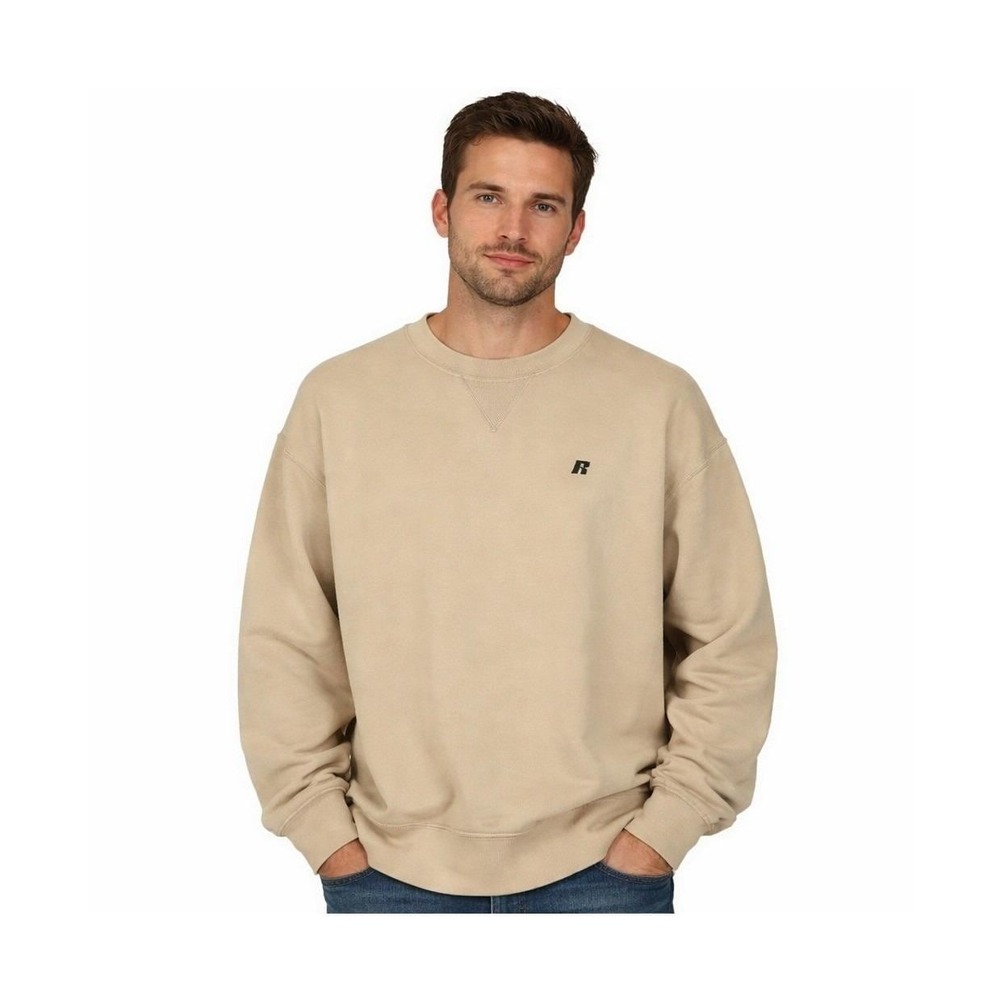 Russell Athletic ProCotton Sweatshirt Men Large Tan Beige Crewneck Logo Pullover